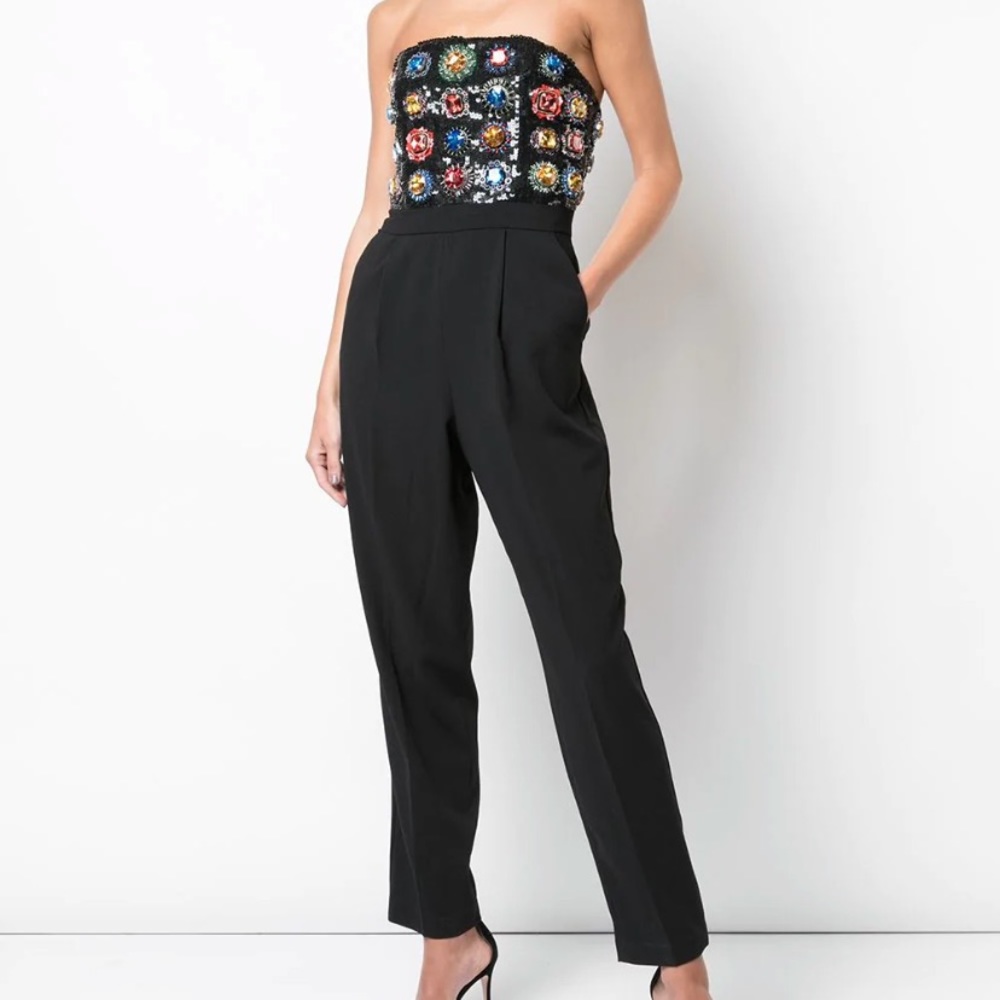Alice and Olivia Embellished Jumpsuit with Choker